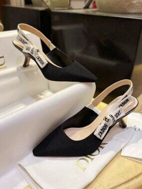 Dior Logo Ribbon Slingback Pumps